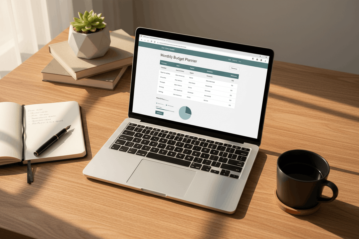Monthly Budget Planner | Simple Money Management System (Interactive HTML Dashboard – Digital Download)