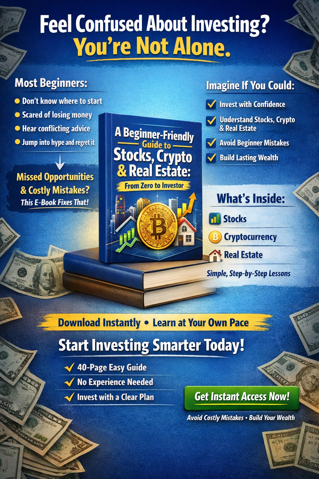 A Beginner-Friendly Guide to Stocks, Crypto & Real Estate(From Zero to Investor)