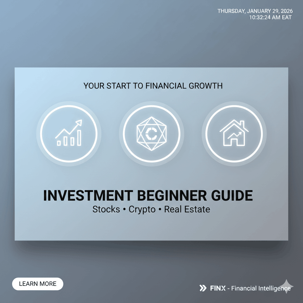 A Beginner-Friendly Guide to Stocks, Crypto & Real Estate(From Zero to Investor)