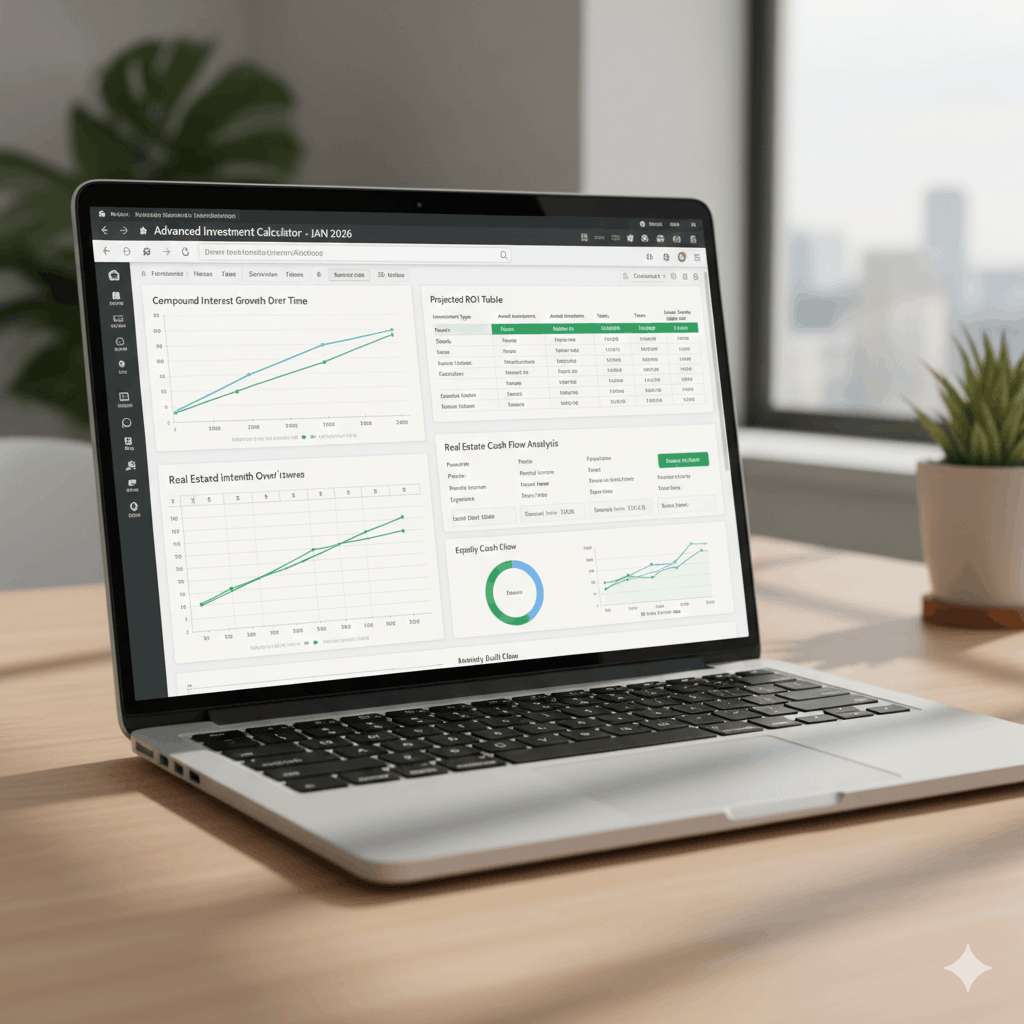 Investment Calculator Suite – Smart Compound Interest, ROI & Real Estate Analysis (Google Sheets | Instant Download)