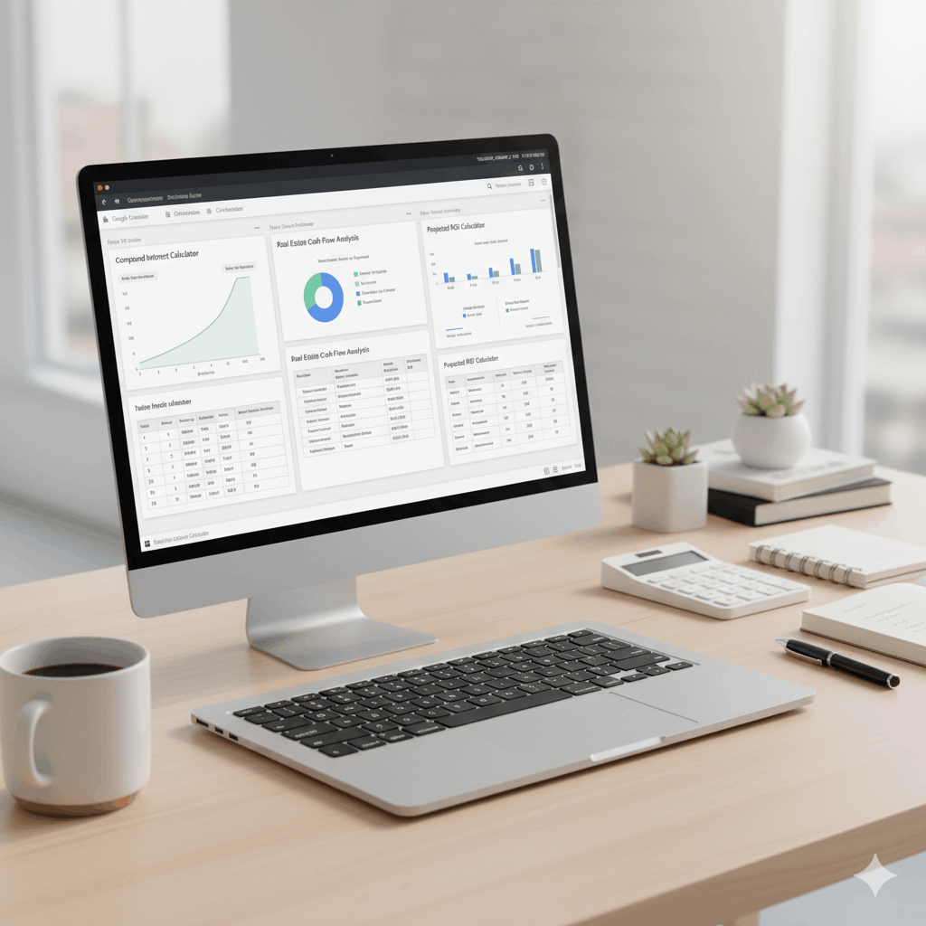 Investment Calculator Suite – Smart Compound Interest, ROI & Real Estate Analysis (Google Sheets | Instant Download)